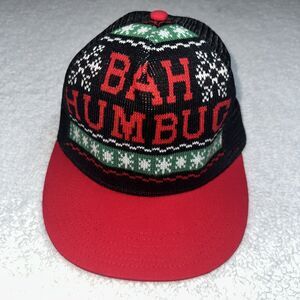 Christmas Holiday Ugly Sweater "BAH HUMBUG" Trucker Style Baseball Hat Cap